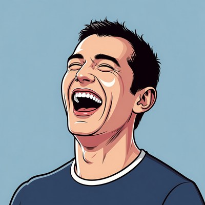 Man laughing with joy
