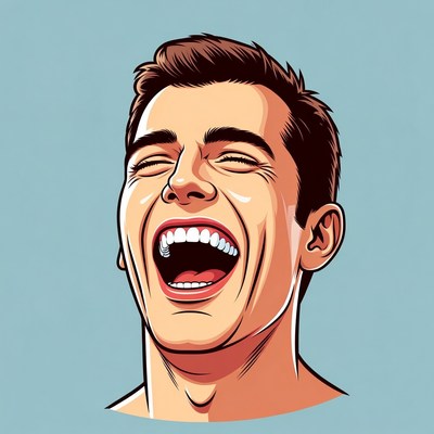 Man laughing with joy and happiness