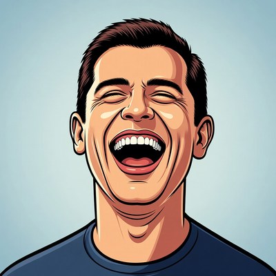 Man laughing with joy