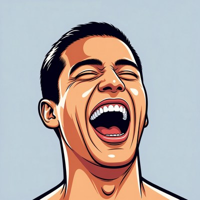 Man laughing with open mouth