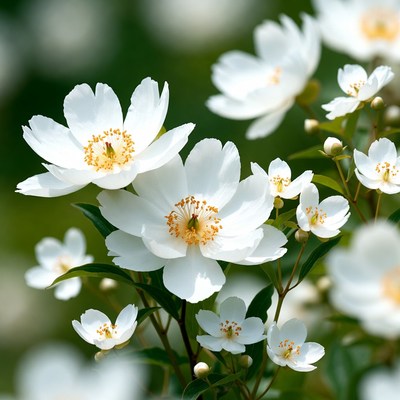 White flowers in garden setting during summer