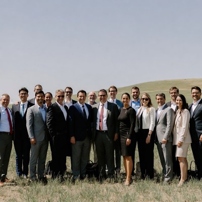 Group of professionals in open field