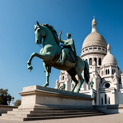 Statue in front of basilica in paris