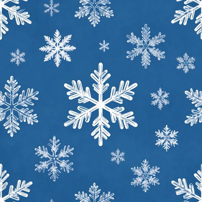 Snowflakes on blue background pattern
