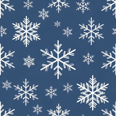 White snowflakes on blue background