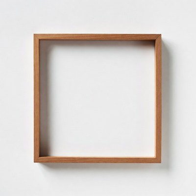 Simple wooden frame on display