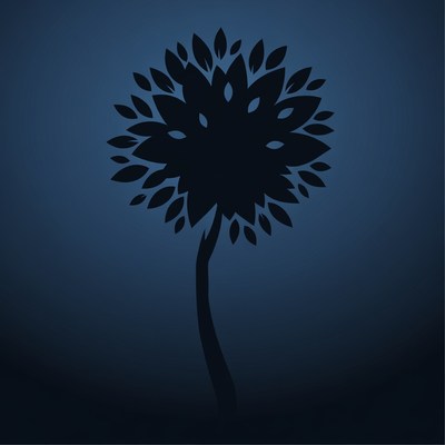 Tree silhouette against dark background