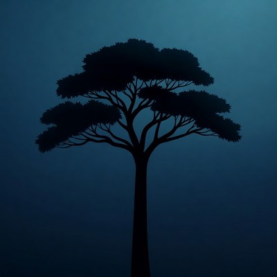 Tree silhouette against dark background