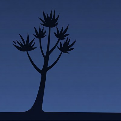 Silhouette of a tree at dusk