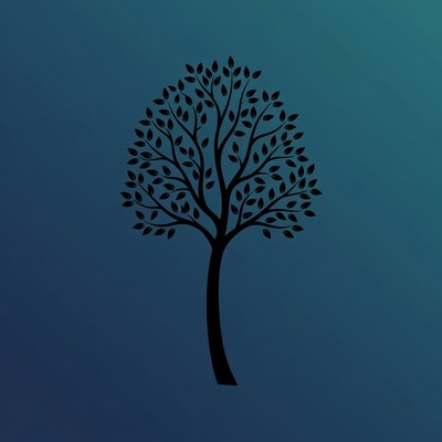 Tree silhouette on blue background