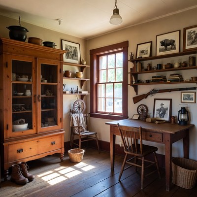 Rustic room with antique furniture and decor