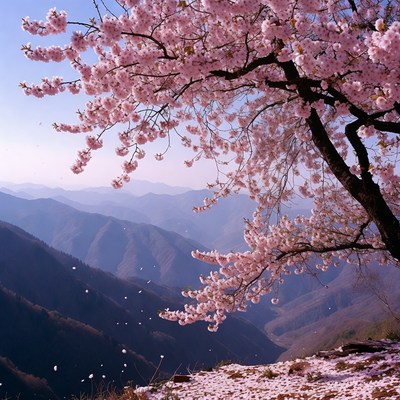 Cherry blossoms in the mountains