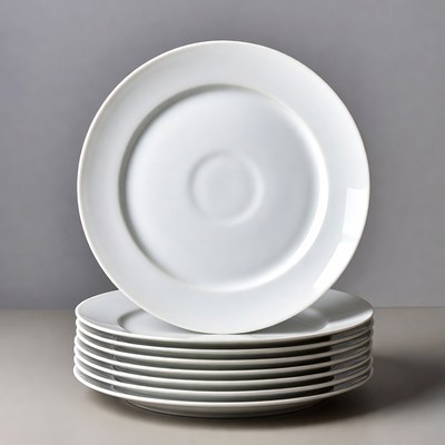 Stacked plates on a gray background