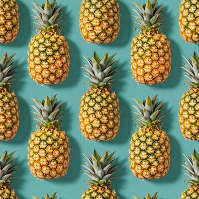 Pattern of pineapples on blue background