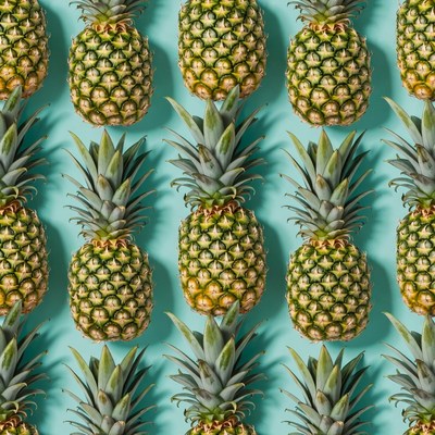Pattern of pineapples on blue background