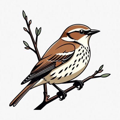 Bird perched on a branch in spring