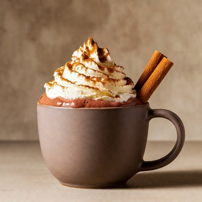 Warm chocolate drink with cream