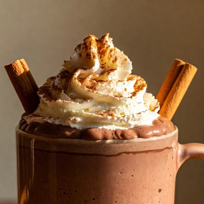 Delicious hot chocolate with whipped cream