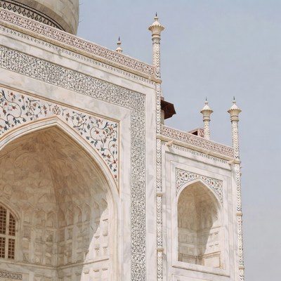 Detailed view of taj mahal architecture