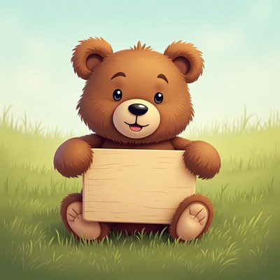 Bear holding a blank sign