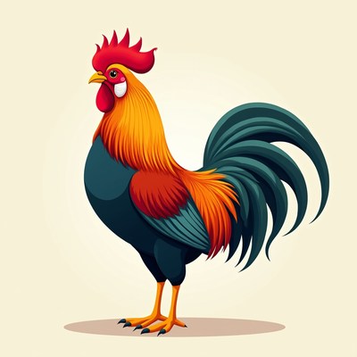Colorful rooster standing tall
