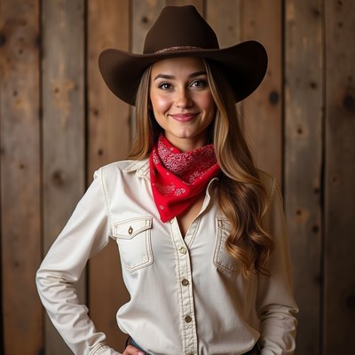 Woman in cowboy hat smiling