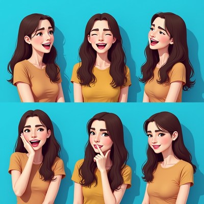 Expressions of a young woman