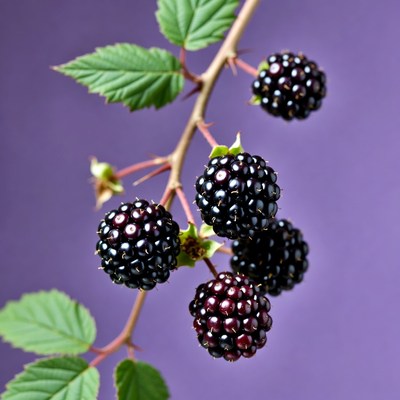 Fresh blackberries on a branch