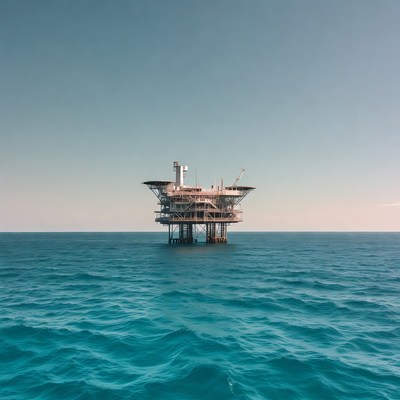 Oil platform in open water