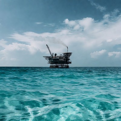 Oil platform in open water