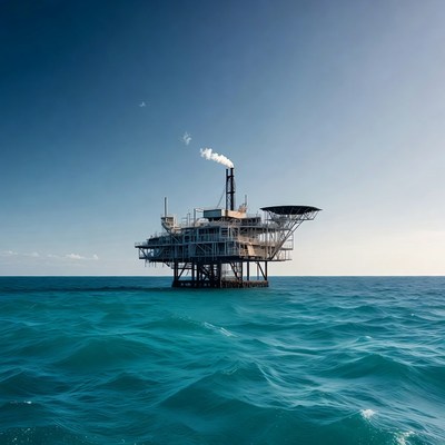 Oil rig in open sea environment