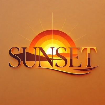 Colorful sunset with hills and waves