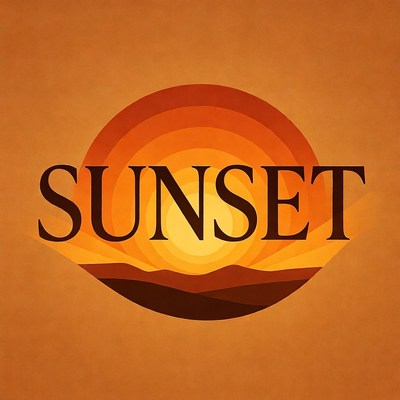 Beautiful sunset over hills in evening