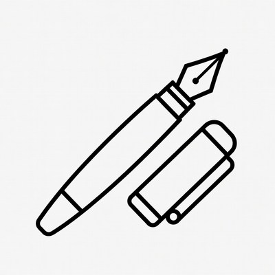 Fountain pen and cap on white background