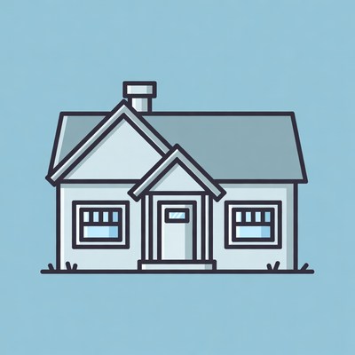 Simple house design with blue background