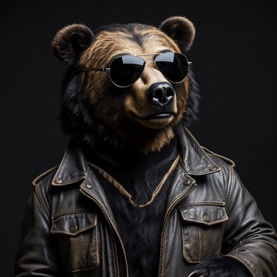 Bear wearing sunglasses and jacket