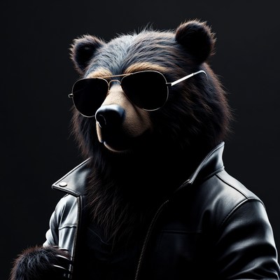 Bear in sunglasses with leather jacket