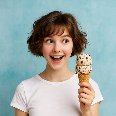 Girl enjoying ice cream cone