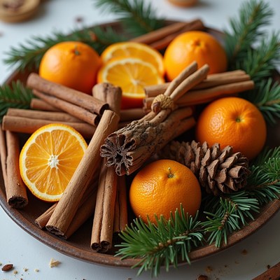Oranges and spices on display in winter
