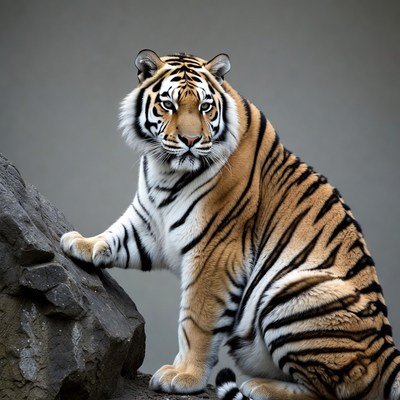 Tiger sitting on a rock