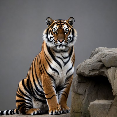 Tiger sitting on rock