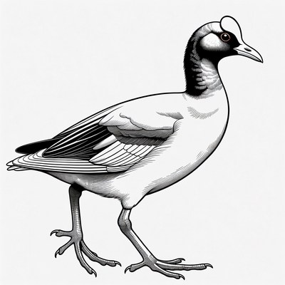 Bird walking on land in detailed style