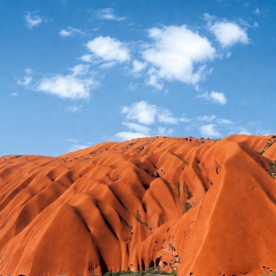 Red hills under blue sky
