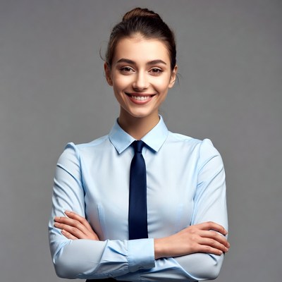 Professional woman wearing a blue shirt