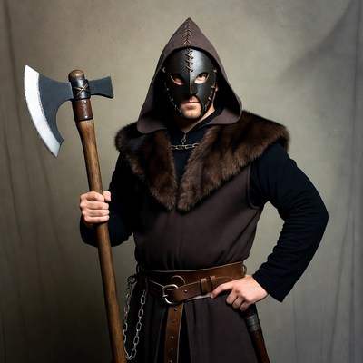 Warrior with axe in historical attire