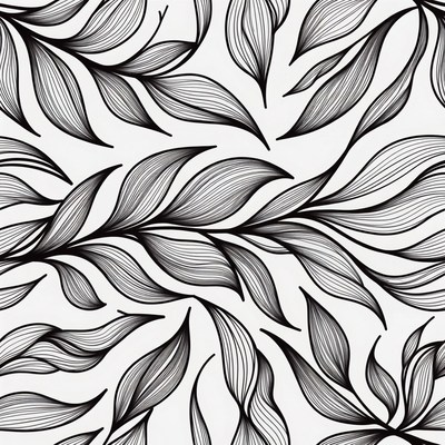 Black and white leaf design pattern