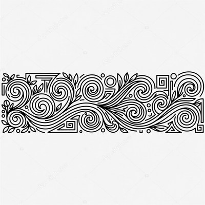 Decorative swirl line design in black