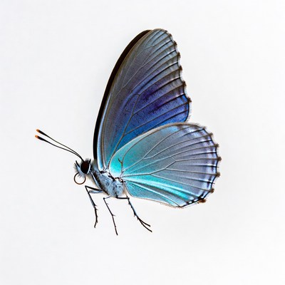 Blue butterfly on white background