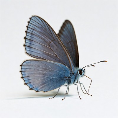 Blue butterfly on white background