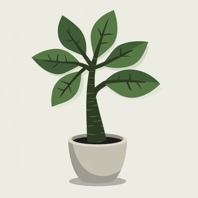 Potted plant with green leaves